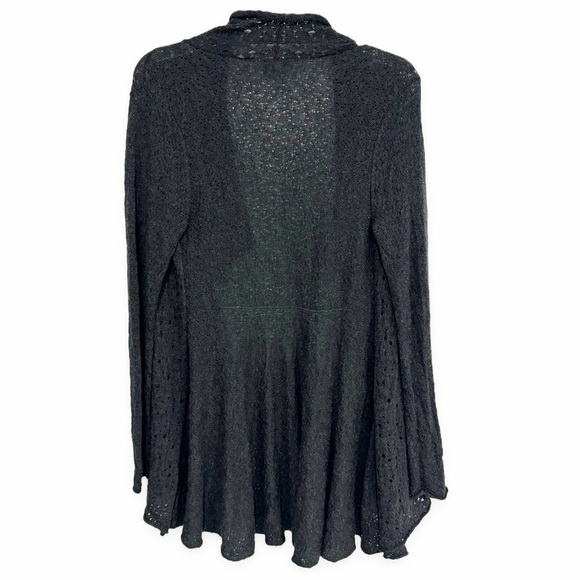 Eileen Fisher | Waterfall Open Cardigan Cotton Charcoal Size Petite Small - Picture 2 of 5